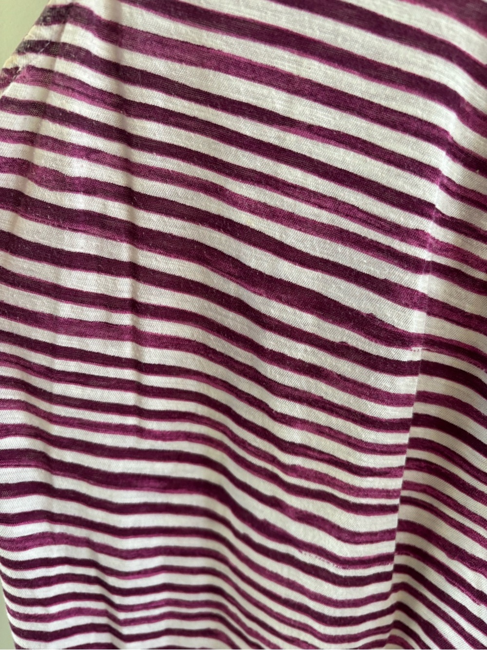 LOFT Striped Tank Top Plum & White | Pleated Neck Sleeveless Blouse | M - Picture 4 of 9
